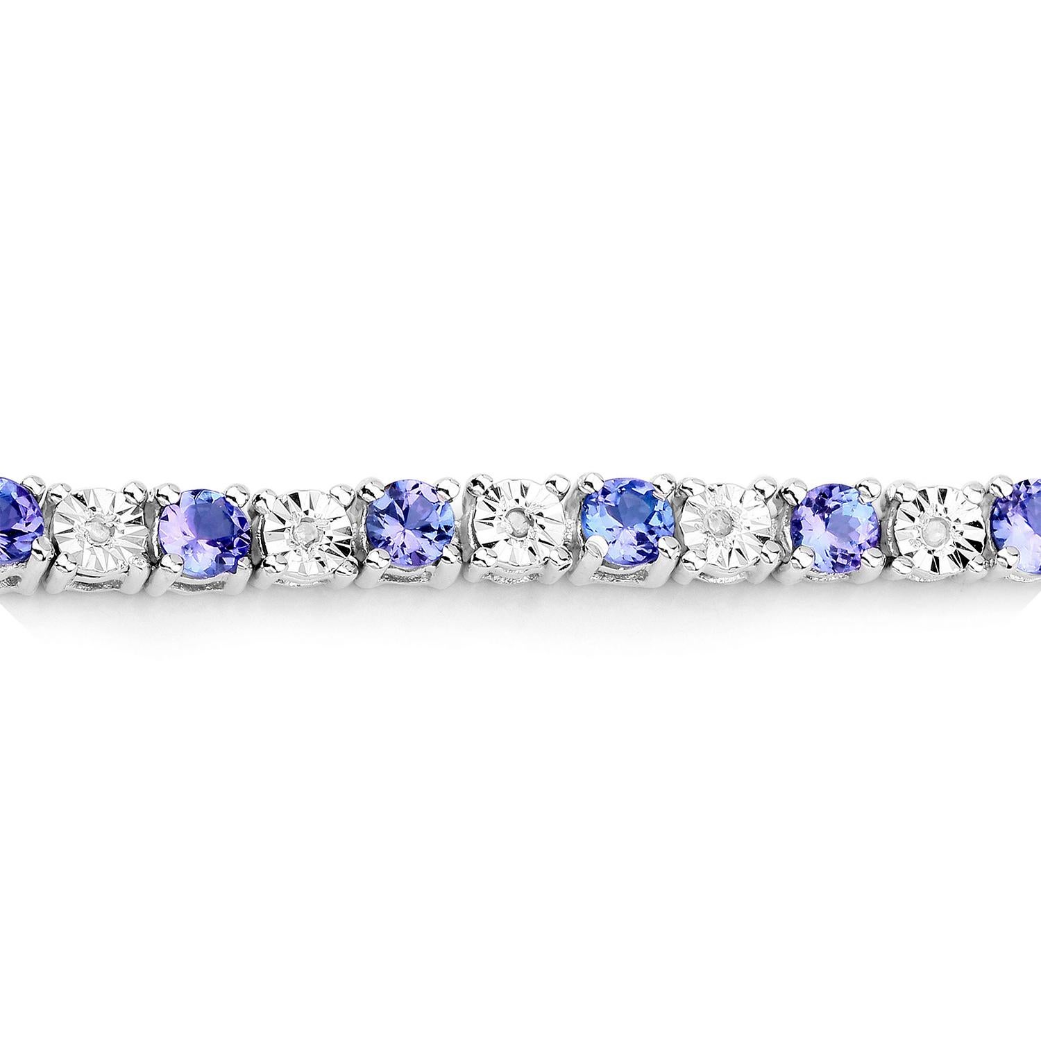 Pulsera Tanzanita Diamantes 5,4 Quilates Plata Corte redondo en venta
