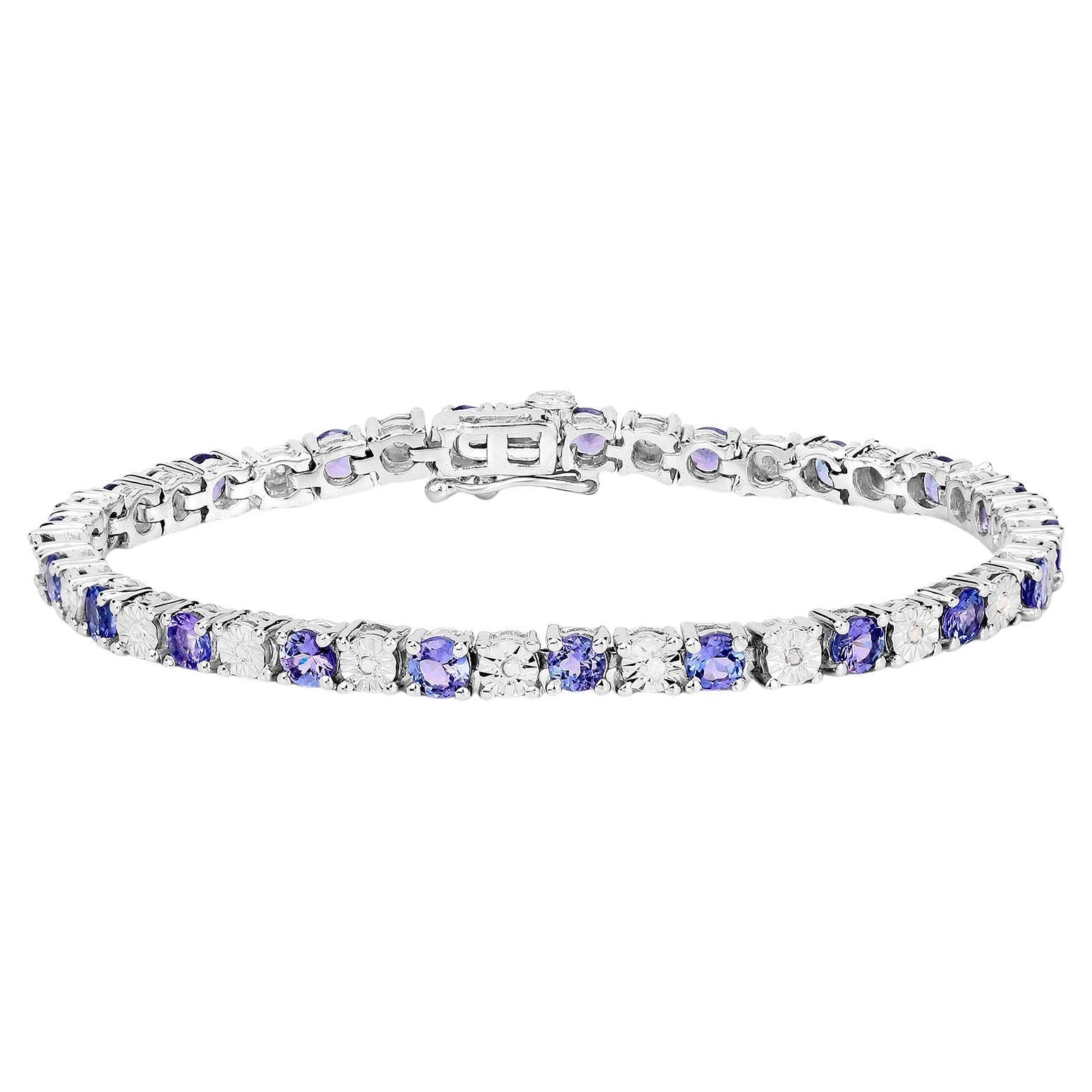 Tanzanite Bracelet Diamonds 5.4 Carats Silver