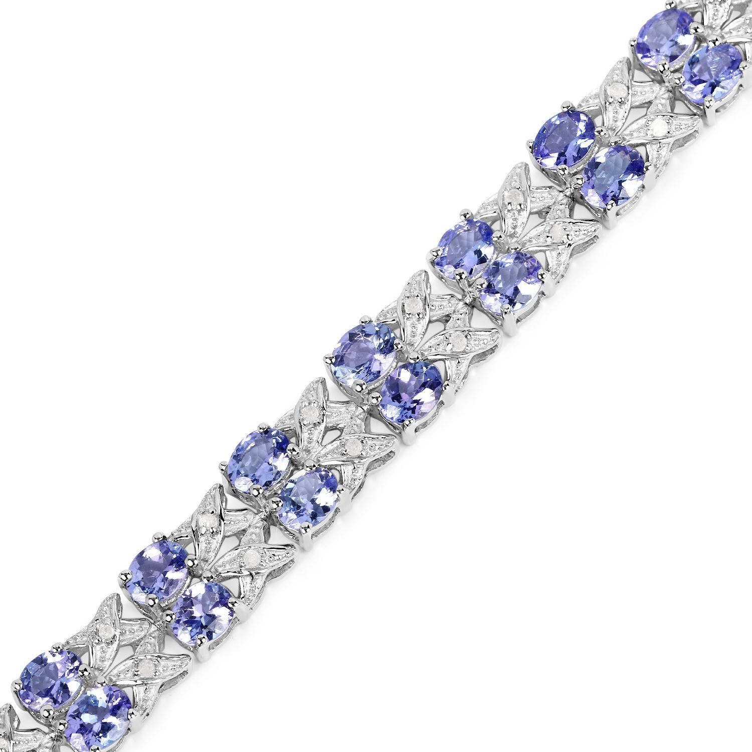 Taglio ovale Bracciale di tanzanite Topazio bianco 12,2 carati A. Silver in vendita