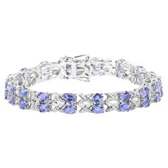 Tanzanite Bracelet White Topaz 12.2 Carats Silver