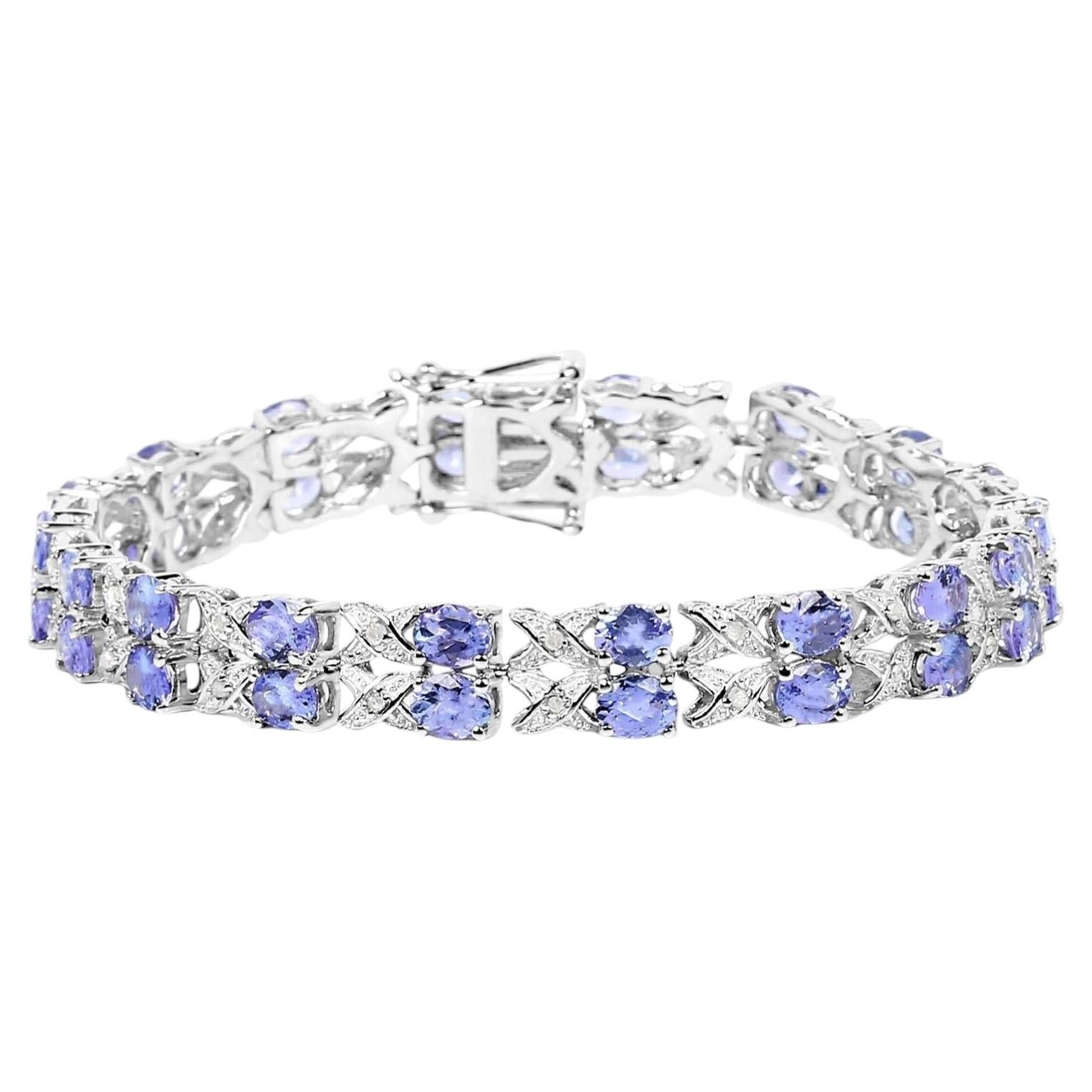 Tanzanite Bracelet White Topaz 12.2 Carats Silver