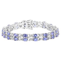 Tanzanite Bracelet White Topaz 12.2 Carats Silver