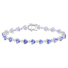 Tanzanite Bracelet With Diamonds 9.22 Carats 14K White Gold