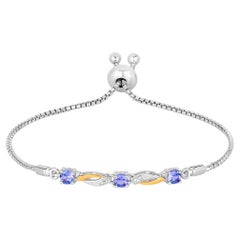 Tanzanite Bracelet With White Sapphire 0.74 Carats Gold Plated Sterling Silver