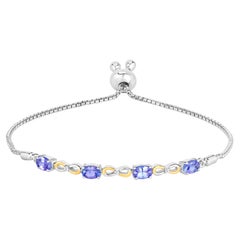 Tansanit-Armband mit weißem Topas (1,78 Karat), vergoldetes Sterlingsilber