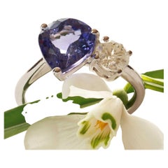 Tanzanite Brilliant Ring 750 White Gold 2.30 ct 0.42 ct great Design to combine