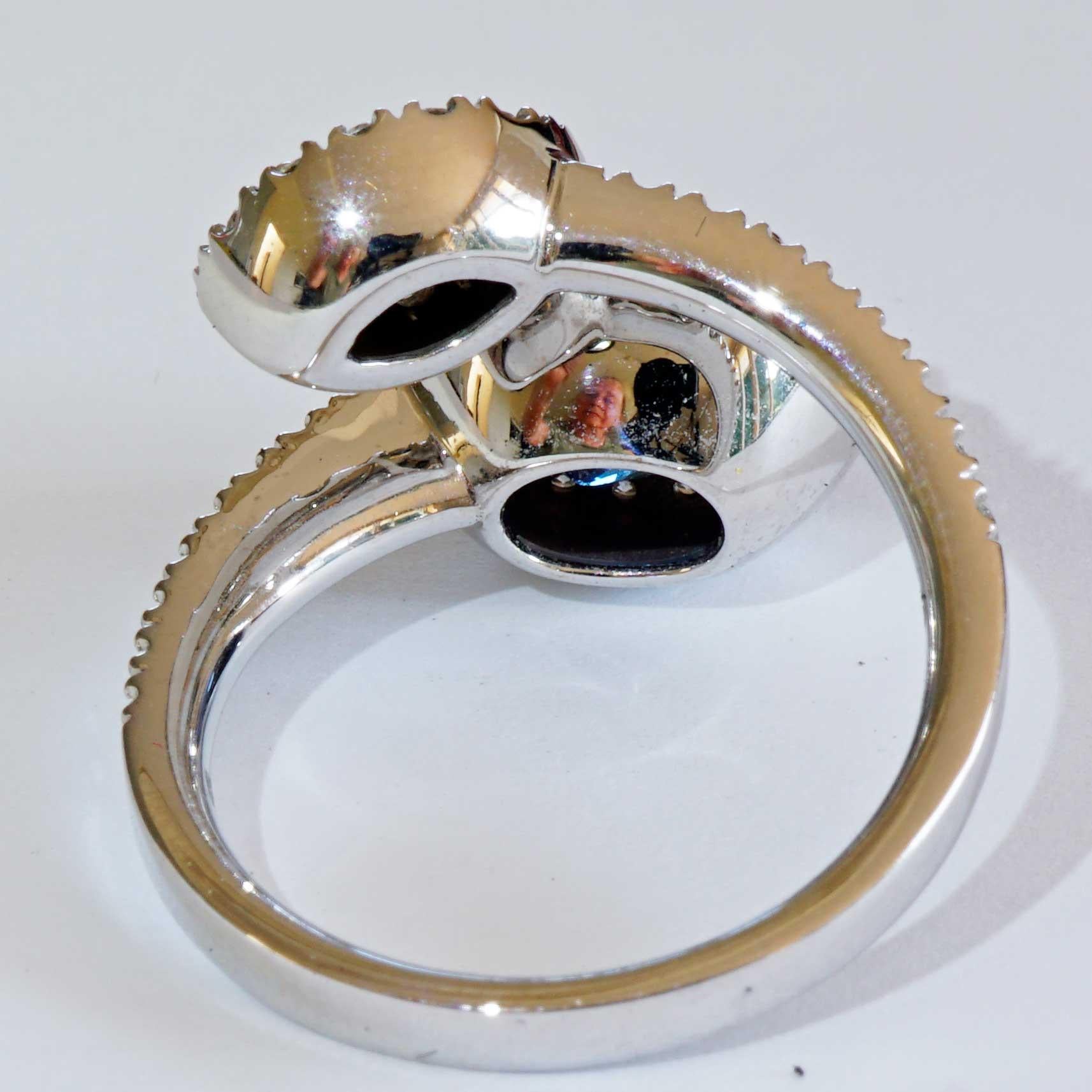 Tansanit Brillant Ring Zwilling Design 3,3 ct 1,06 ct Navette TW VS fantastisch aussehen im Angebot 1