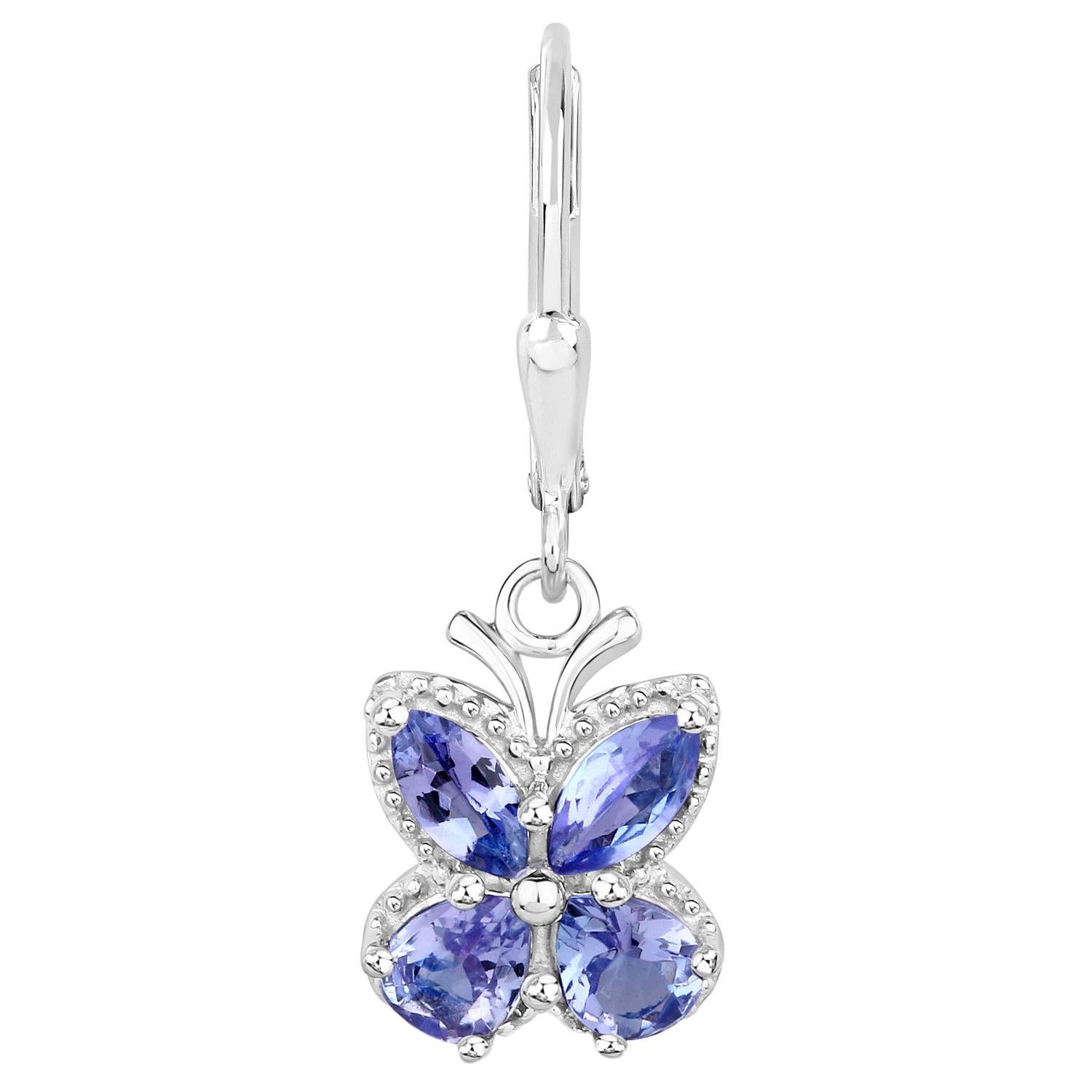 Pendientes Colgantes Mariposa Tanzanita 2,07 Quilates Plata de Ley Corte mixto en venta