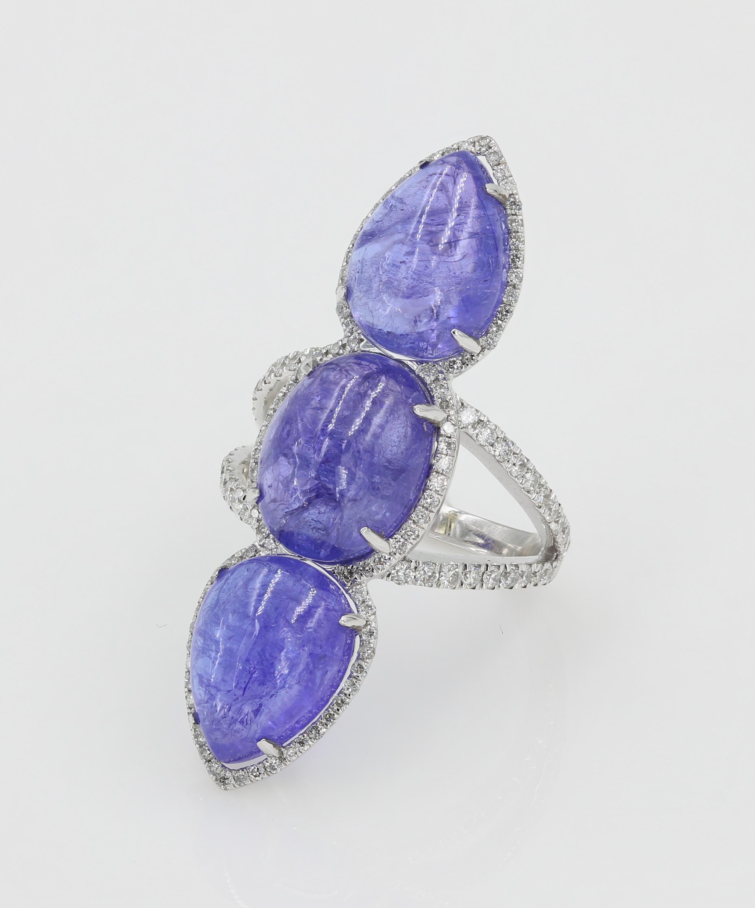 tanzanite cabochon ring