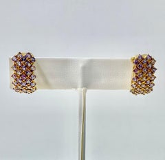 Tanzanite Checkerboard Cluster Earrings Yellow Gold