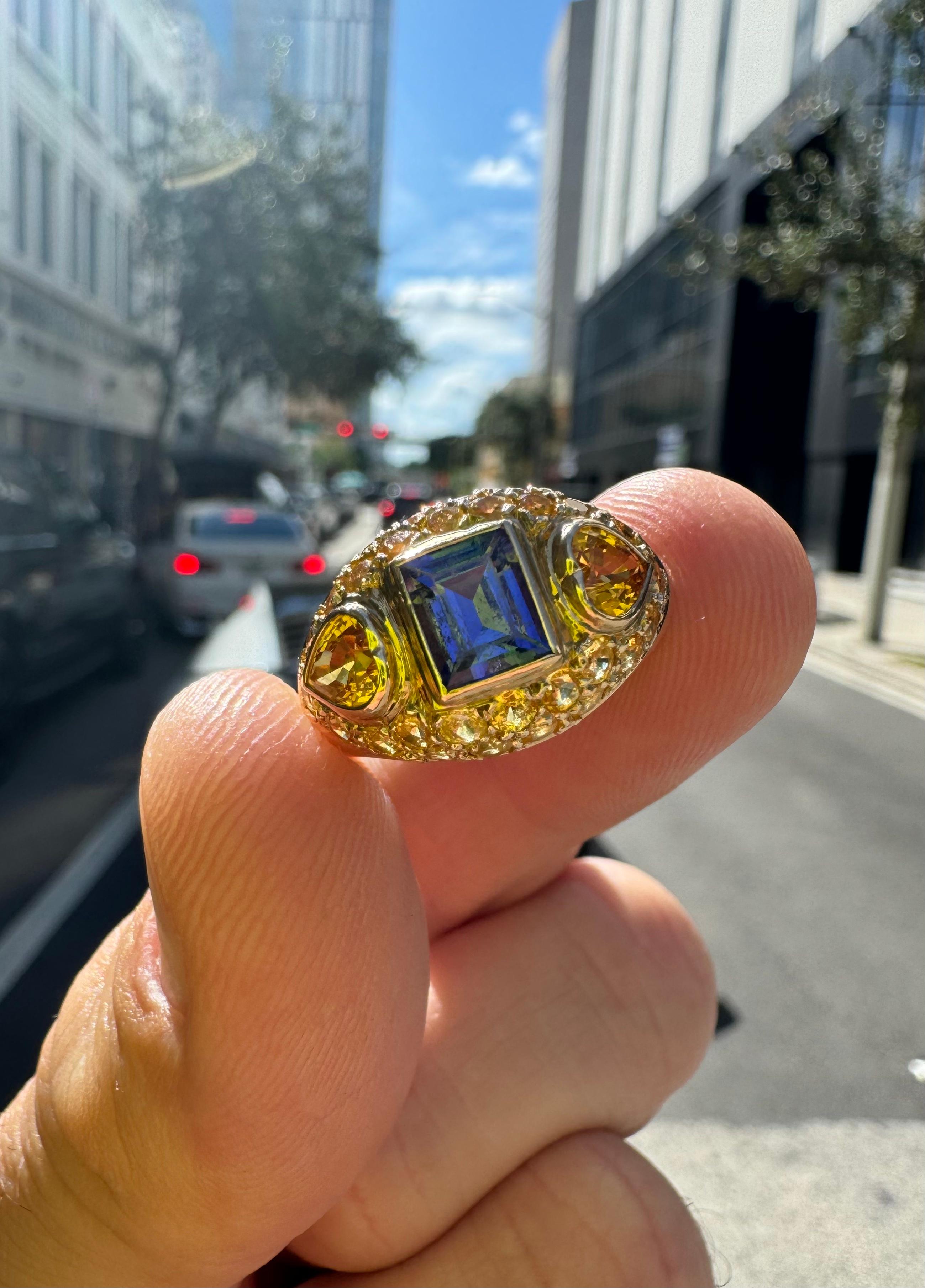 Tansanit & Citrin Edelstein 14k Gelbgold Cocktail Ring (Zeitgenössisch)