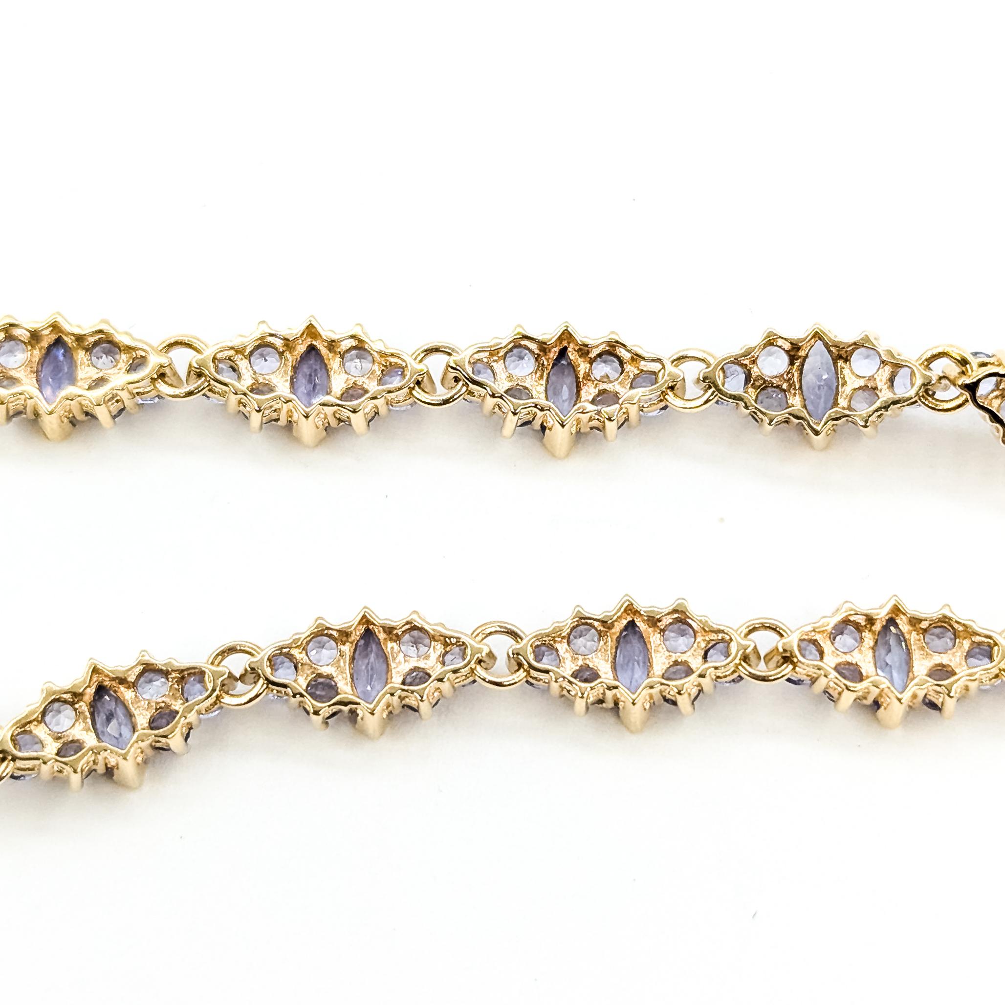 Tansanit-Cluster-Armband aus 14k Gelbgold im Angebot 1