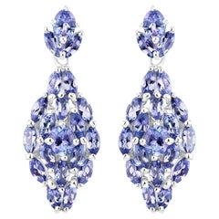Pendientes Racimo Tanzanita 3,55 Quilates Plata de Ley