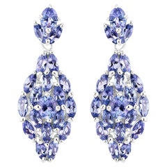 Tansanit-Cluster-Ohrringe 3,55 Karat Sterlingsilber