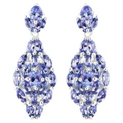 Tansanit-Cluster-Ohrringe 3,55 Karat Sterlingsilber