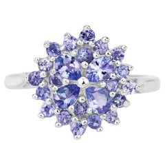 Bague grappe de tanzanites de 1.15 carats en argent sterling