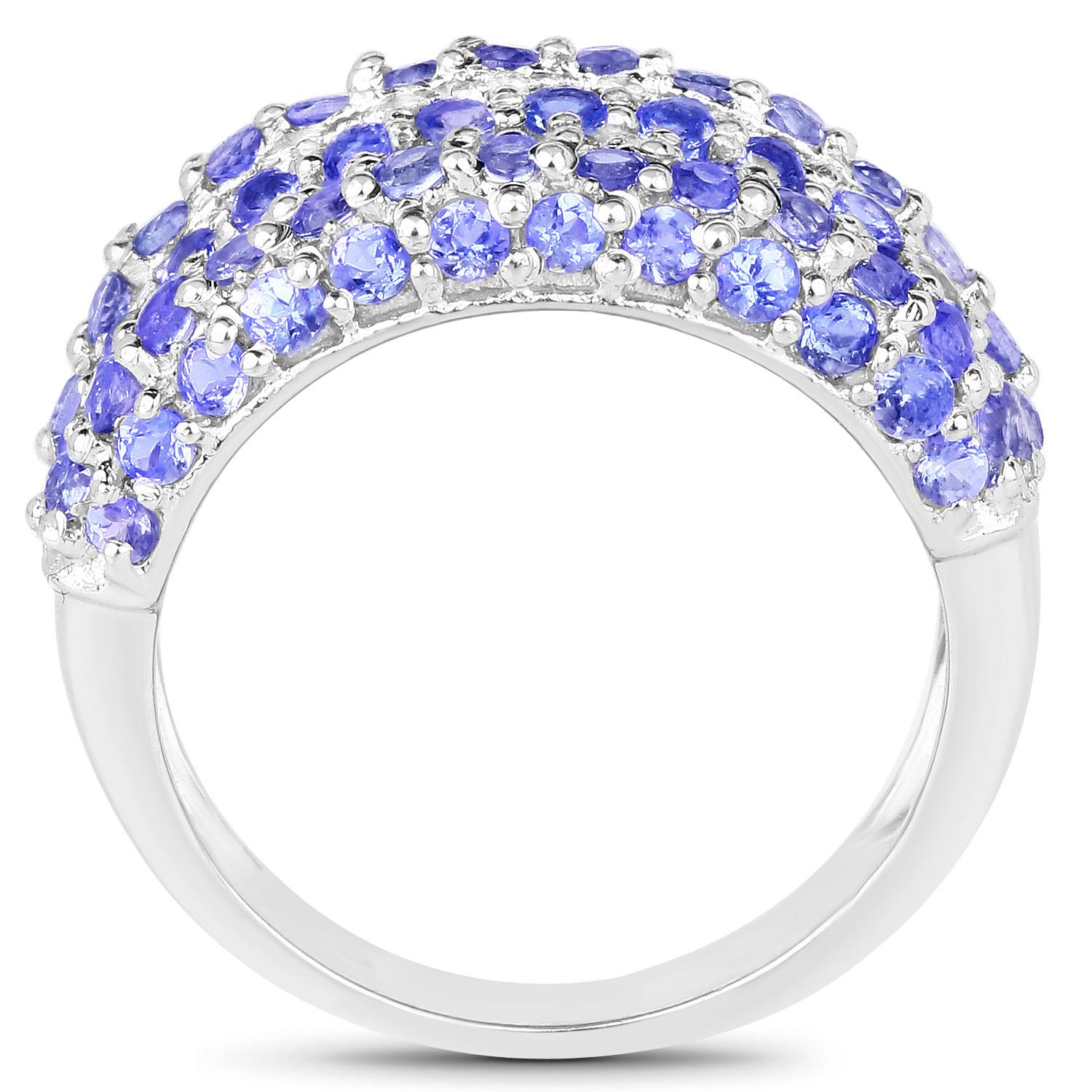 Tanzanite Cluster Ring 2.50 Carats Sterling Silver In Excellent Condition In Laguna Niguel, CA