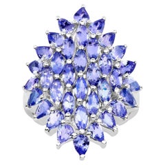 Anello a grappolo con tanzanite 5.05 carati A. Silver