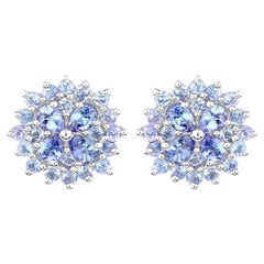 Clous d'oreilles grappe de tanzanites 2,55 carats