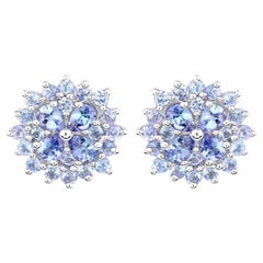 Clous d'oreilles grappe de tanzanites 2,55 carats