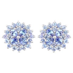 Clous d'oreilles grappe de tanzanites 2,55 carats