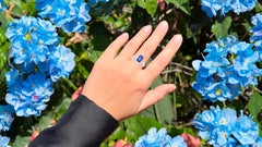 Tanzanite Cocktail Ring Diamond Halo 2.1 Carats Total 14K Gold