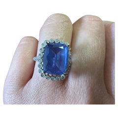 Tanzanite cocktail ring with diamonds 14KT gold