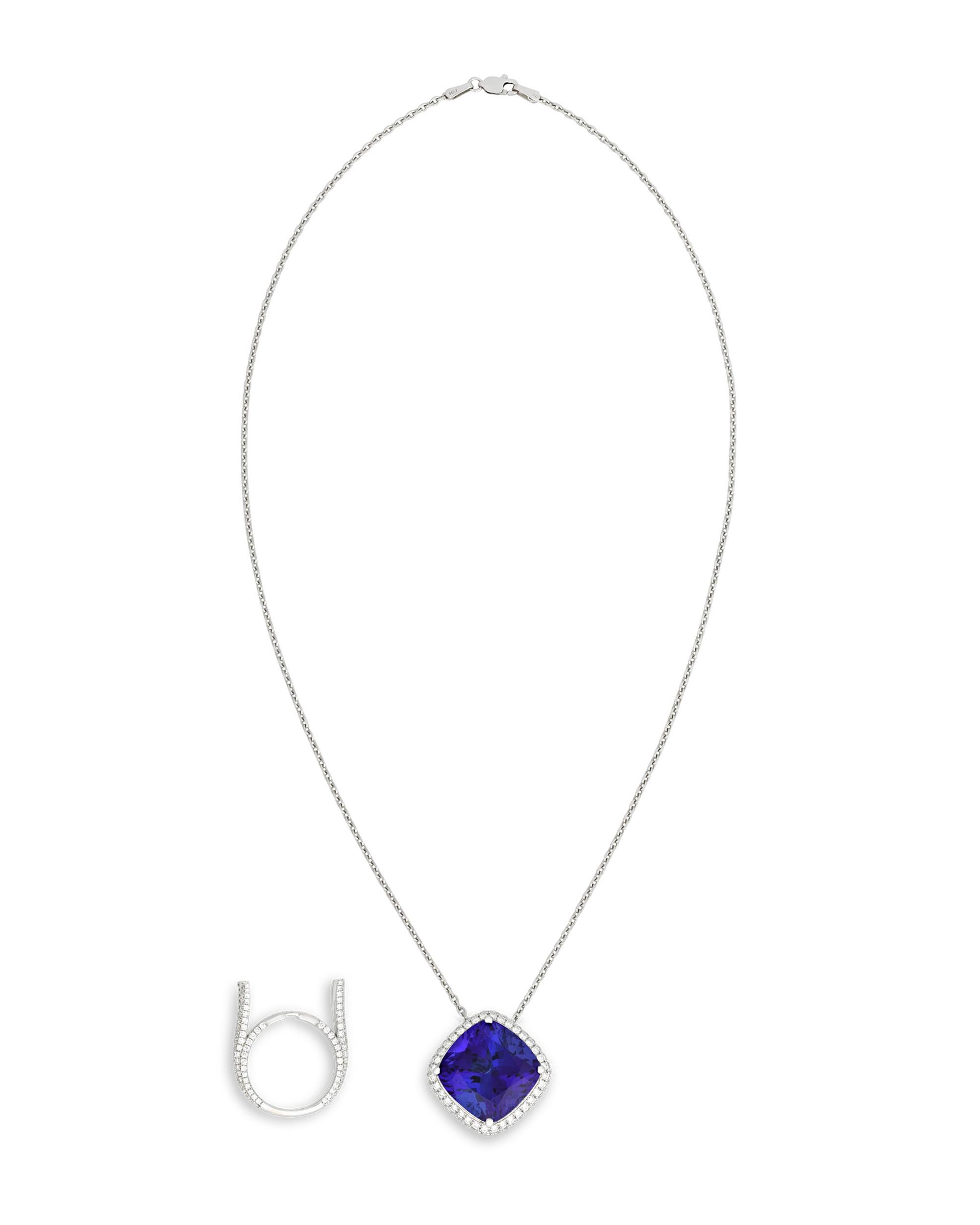 Modern Tanzanite Convertible Pendant Ring, 22.43 Carats For Sale