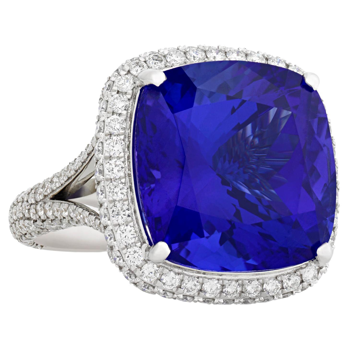 Bague à pendentif convertible en tanzanite 22,43 carats