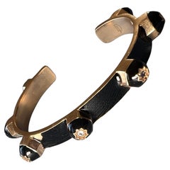 Tanzanite Cuff Bracelet Black Enamel Gold Plated Eight Pointed Star