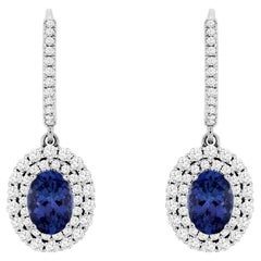 Tanzanite Dangle Earrings Diamond Setting 2.5 Carats Total