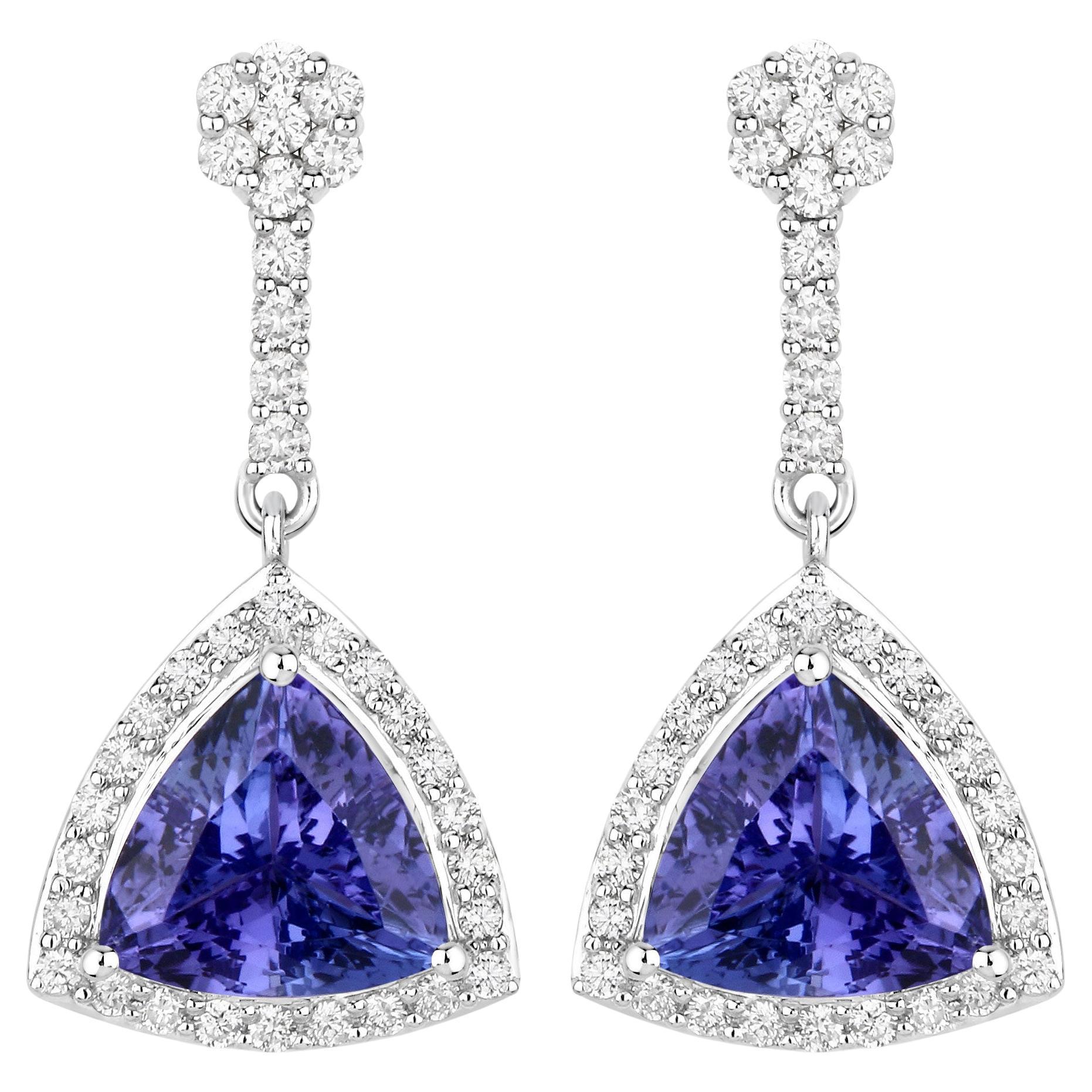 Sterling Silver 1.35CT Natural Tanzanite Dangle Earrings