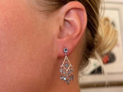 Tanzanite Dangly Chandelier 10K White Gold Earrings