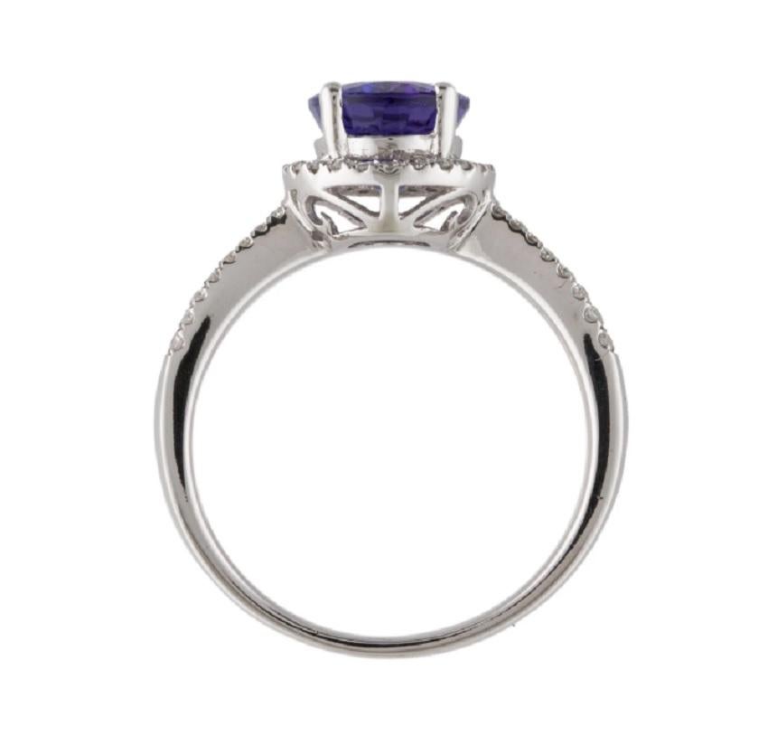 Women's or Men's Tanzanite & Diamond 14k Cocktail Ring For Sale