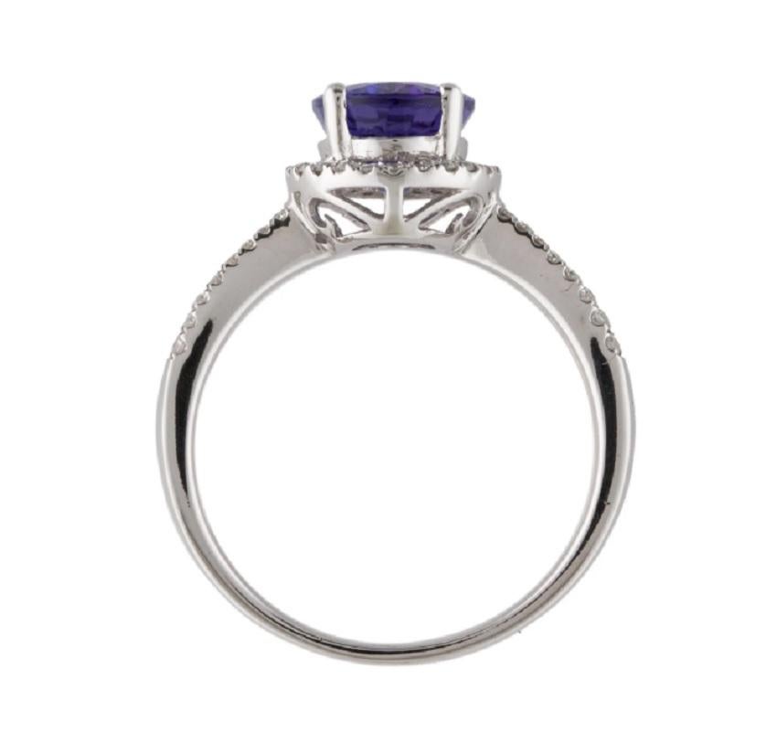 Bague cocktail en tanzanite et diamants 14 carats Unisexe en vente