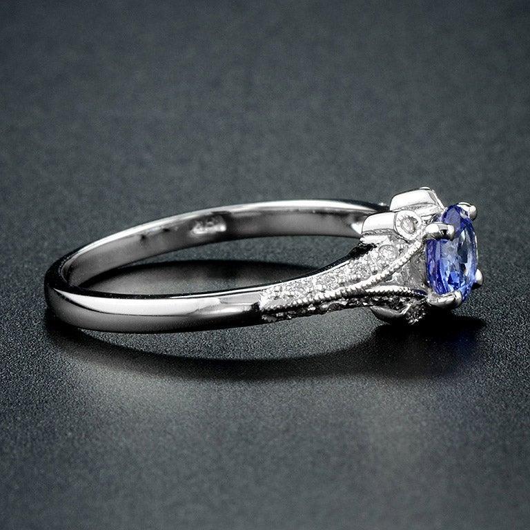 For Sale:  The One Split Shank Tanzanite and Diamond Engagement Ring in 18K White Gold 5