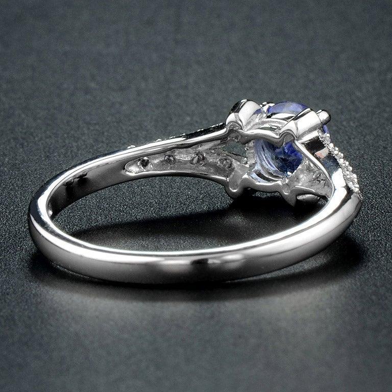 For Sale:  The One Split Shank Tanzanite and Diamond Engagement Ring in 18K White Gold 6