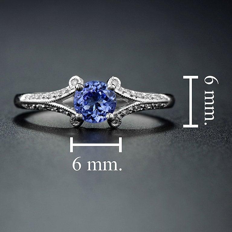 For Sale:  The One Split Shank Tanzanite and Diamond Engagement Ring in 18K White Gold 8