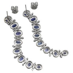 Tanzanite Diamond 18k Gold Long Dangle Earrings