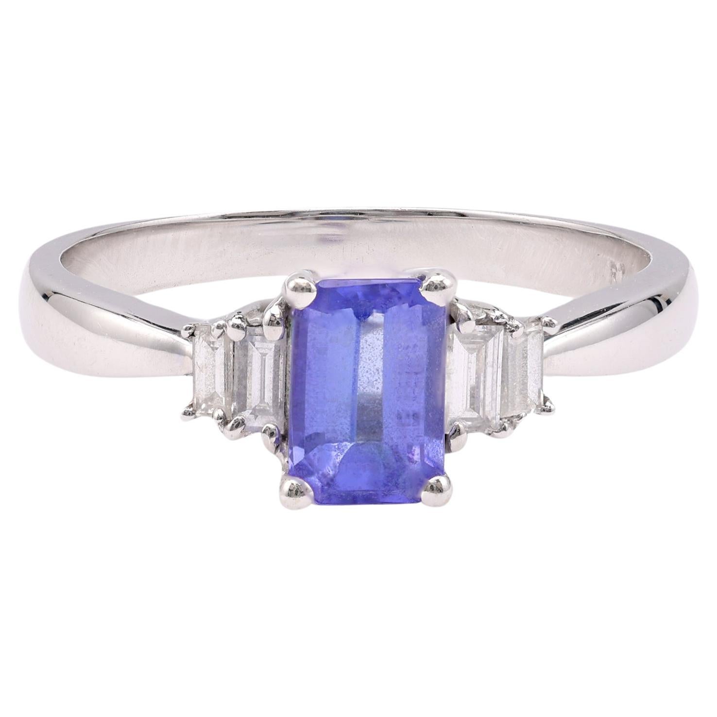 Tanzanite Diamond 18k White Gold Ring For Sale