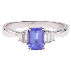 Bague en or blanc 18k avec diamant et tanzanite