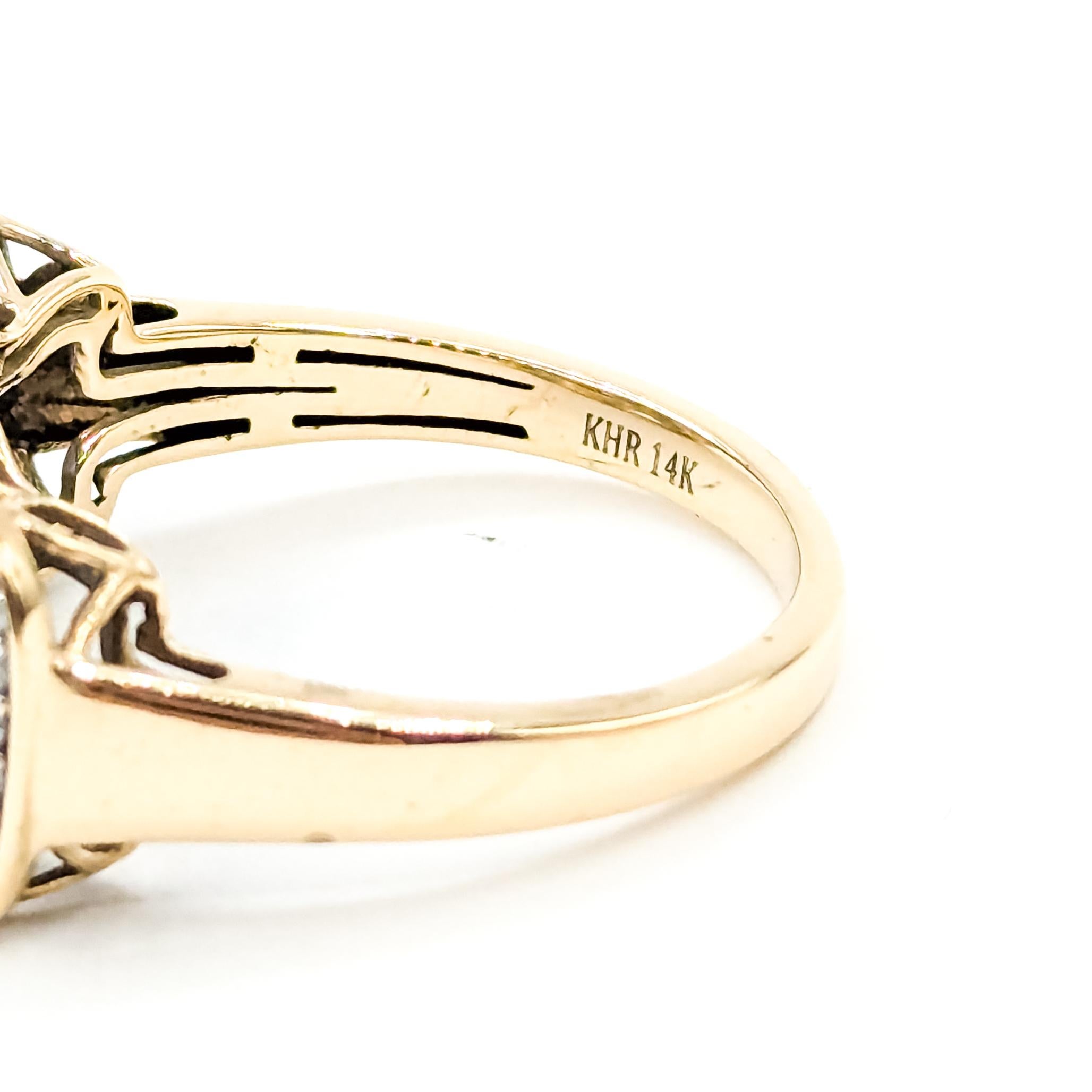 Bague à trois pierres en or jaune 14k (Tanzanite et diamant) en vente 4