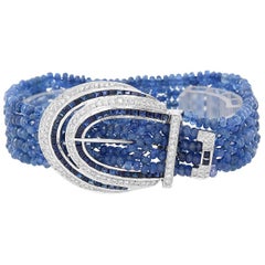 Bracciale in oro bianco 18 carati con tanzanite, diamanti e zaffiri