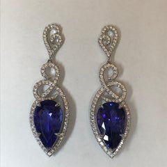 Tanzanite Diamond and White Gold Statement Earrings