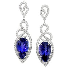 Tanzanite Diamond and White Gold Statement Earrings