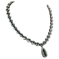 Tanzanite Diamond Aquamarine Necklace 14K White Gold Choker