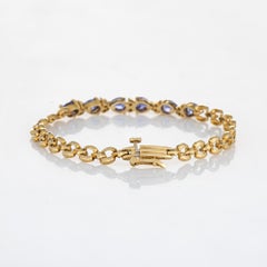 Tanzanite Diamond Bracelet Vintage 14 Karat Yellow Gold Estate Fine Jewelry