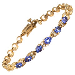 Tanzanite Diamond Bracelet Vintage 14 Karat Yellow Gold Estate Fine Jewelry