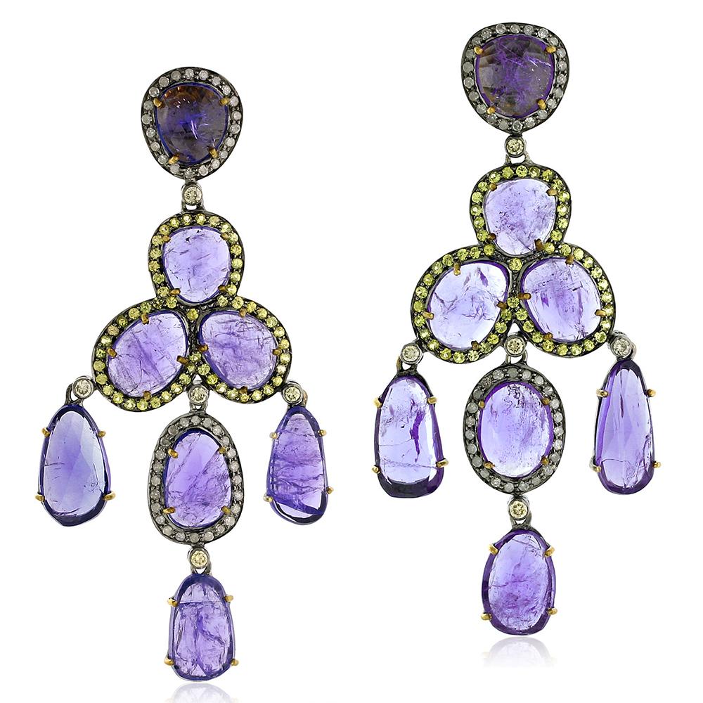 Modern Tanzanite Diamond Chandelier Earring