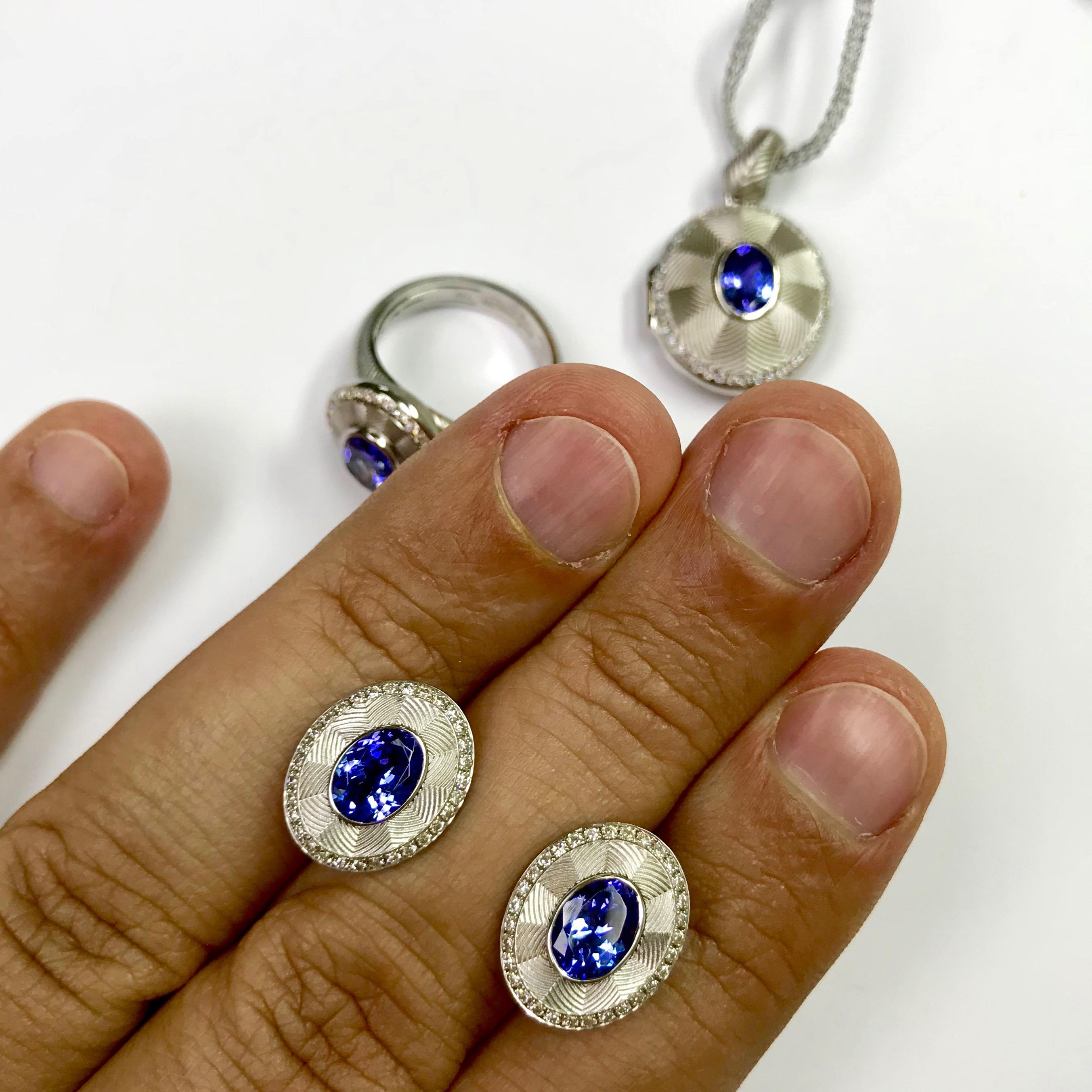 classic tanzanite and diamond earrings